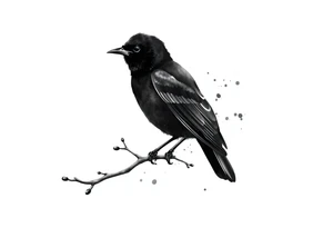 Male European Blackbird on a branch tattoo idea tattoo idea