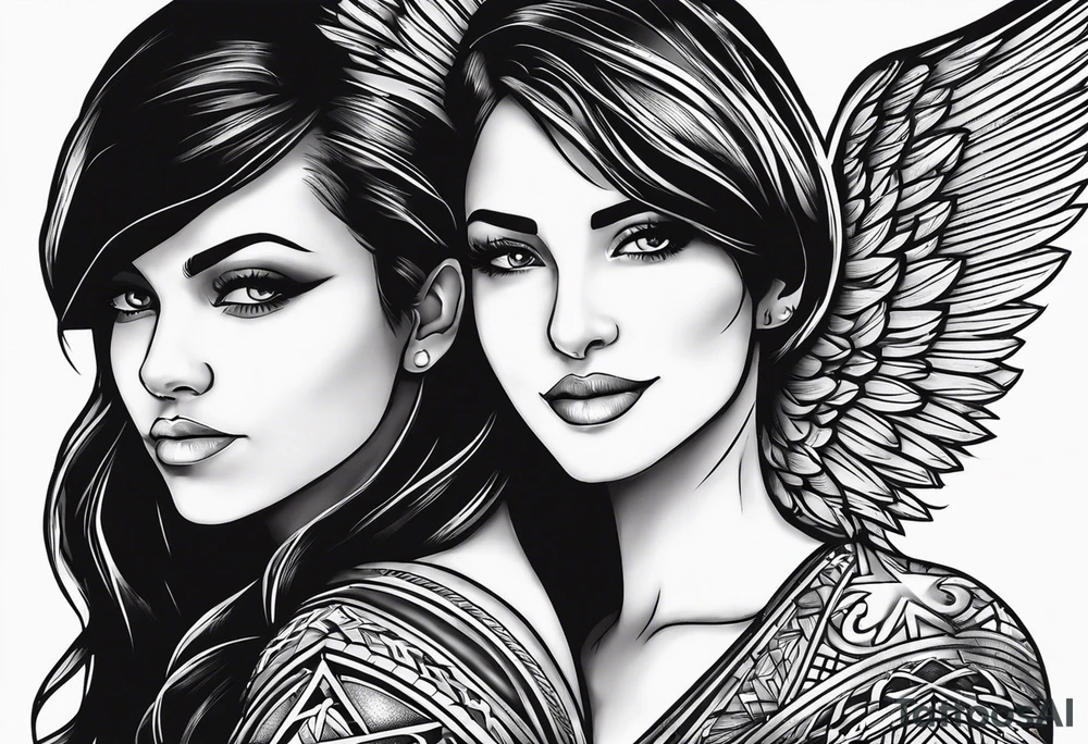Brother and sister tattoo for mother passing away with a cross on my tricep and a wing in by bicep tattoo idea