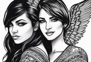 Brother and sister tattoo for mother passing away with a cross on my tricep and a wing in by bicep tattoo idea