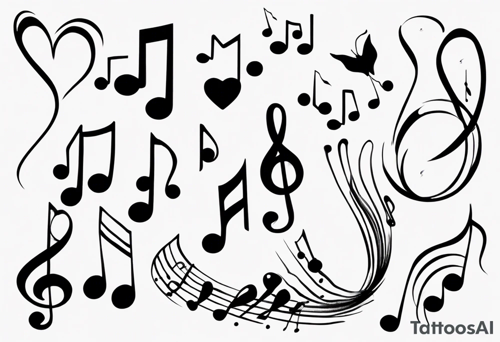 Diving into love , music notes, simplicity tattoo idea Diving into love , music notes, simplicity tattoo idea