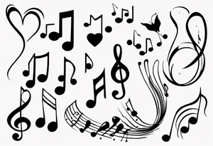 Diving into love , music notes, simplicity tattoo idea