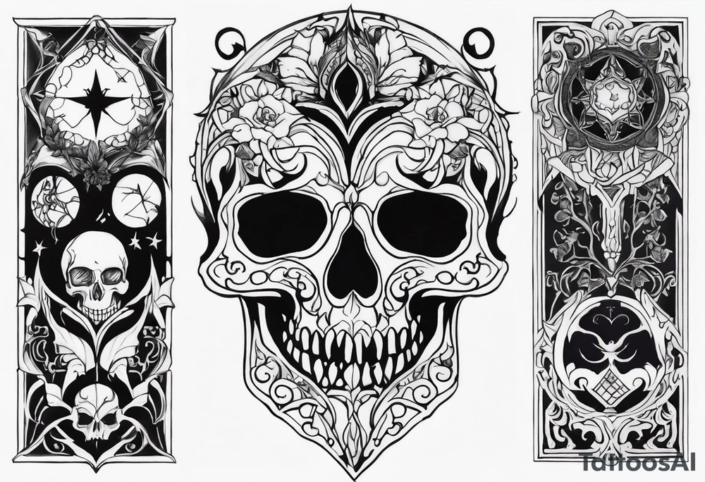 A dark fantasy spooky themed tattoo idea