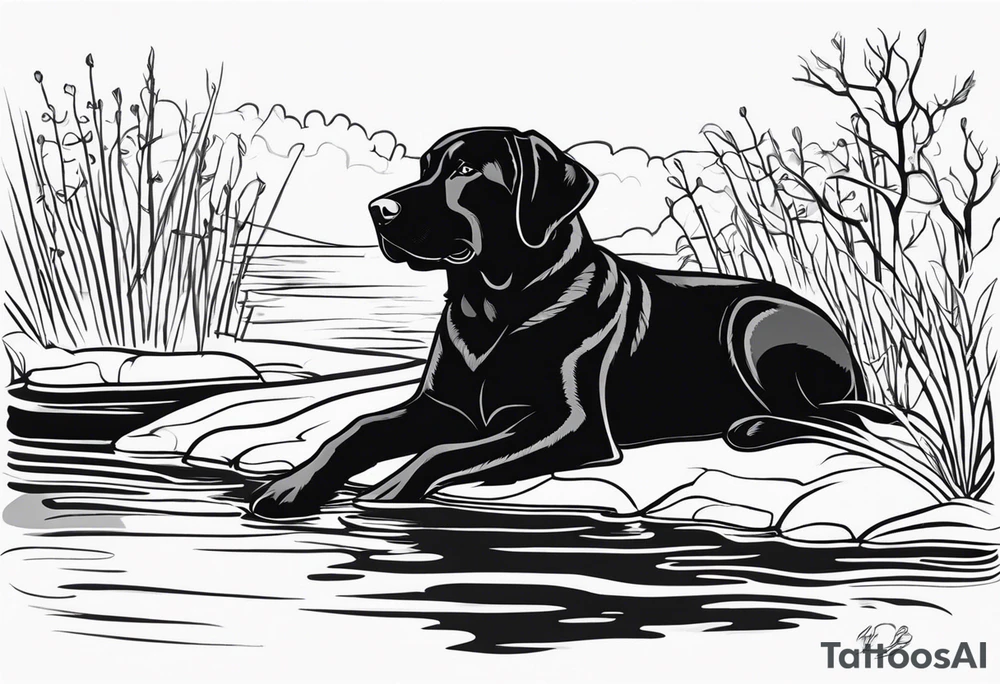 My black lab Duke passed away and he loved trying to get sticks off the bottom of the creek tattoo idea