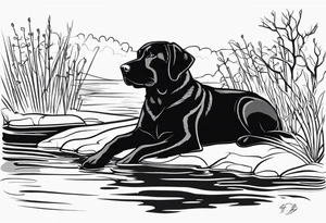 My black lab Duke passed away and he loved trying to get sticks off the bottom of the creek tattoo idea