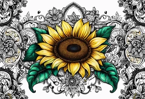 Lace, love, sunflowers tattoo idea