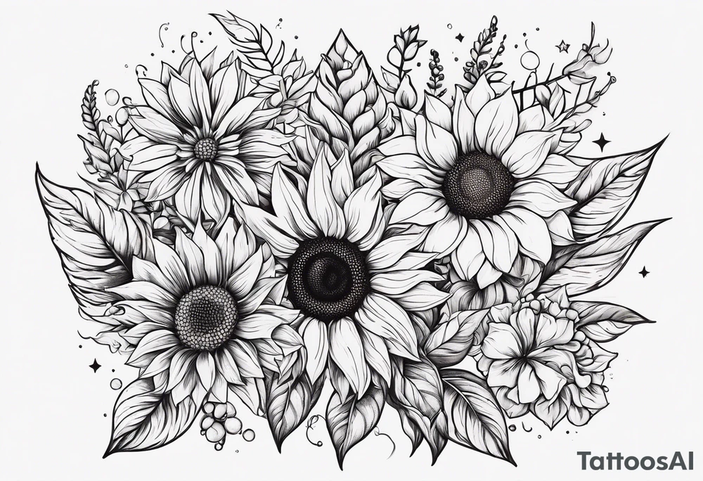 I’m a capicorn I love sunflowers, stars and set sunsets I also think a cassopiea consultation  is tired to me name starts with a W I have 3 kids 1 boy and 2 girls tattoo idea