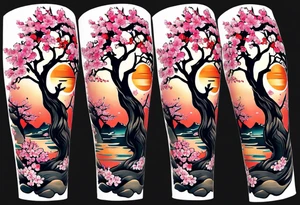 Japanese tattoo sleeve with a sakura tree. I already have a tattoo in my forearm and want to cocer it with the sakura trunk tattoo idea