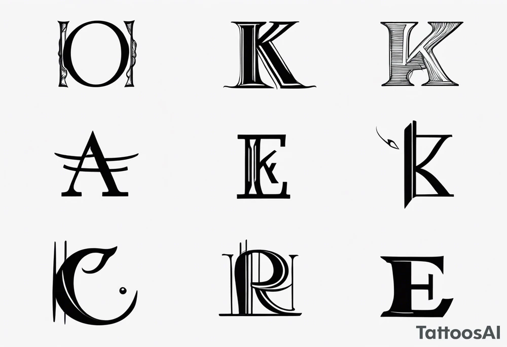 tattoo that includes the letters: A, K, E, O tattoo idea