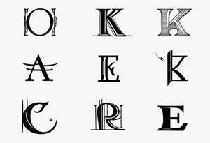tattoo that includes the letters: A, K, E, O tattoo idea