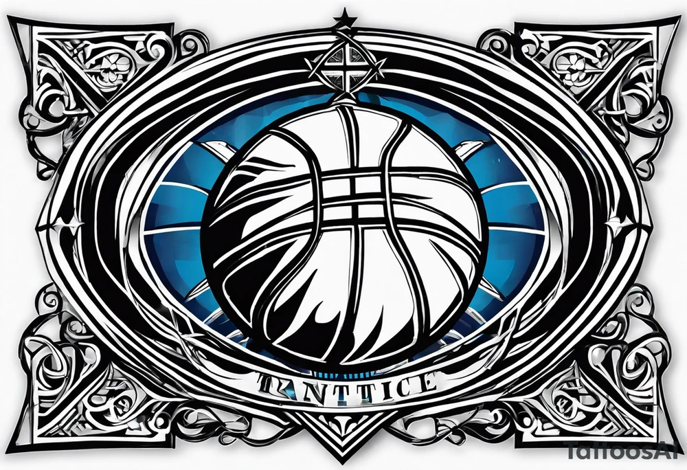 stylized silhouette of a basketball with the cross incorporated into the design? You could have the basketball acting as the base of the cross, and the cross itself could be adorned with elements representing Grand Rapids, Michigan. For example, you could include the iconic Blue Bridge that spans the Grand River tattoo idea