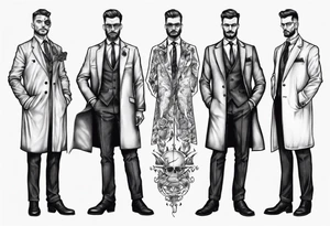 A man wearing a suit and an overcoat tattoo idea