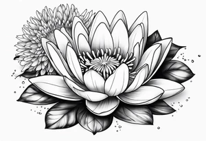 Water Lilly and aster flowers tattoo idea