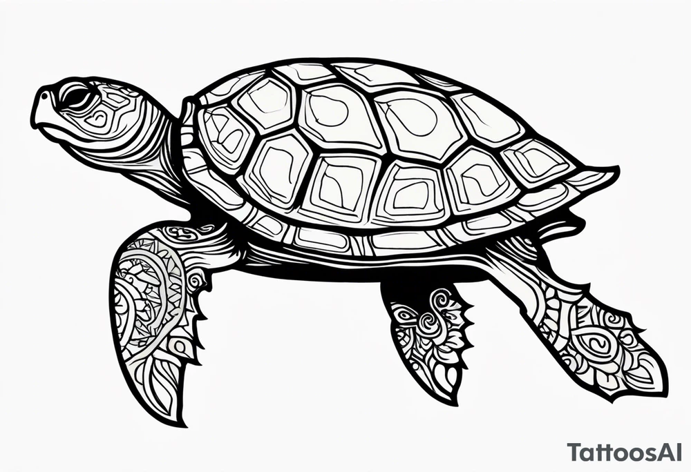 tropical psychedelic turtle tattoo idea