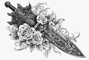 Shadow cloak protecting beautiful dagger tattoo idea
