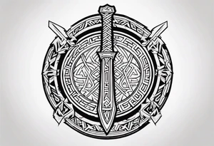 Valhalla sword 
shield axe Valknut tattoo idea