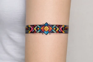 armband, abstract, geometric, full of color tattoo idea