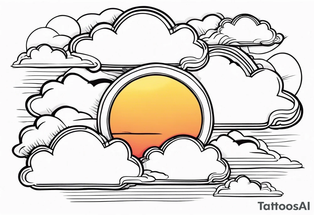 CLOUDS WITH SUN AMERICAN TRADITIONAL tattoo idea