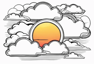 CLOUDS WITH SUN AMERICAN TRADITIONAL tattoo idea