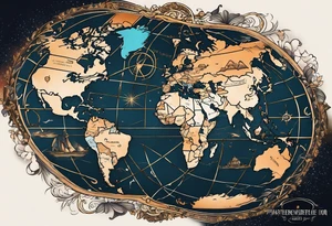 a old world map for the back of a forearm tattoo idea