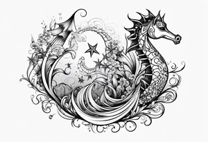 Star fish and sea horse tattoo idea