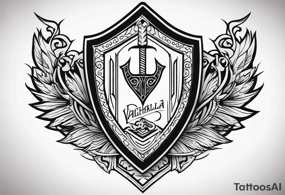 Valhalla steps shield sword tattoo idea