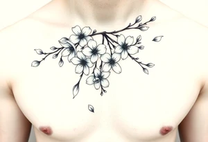 delicate cherry blossoms swirling in spring breeze with petals tattoo idea