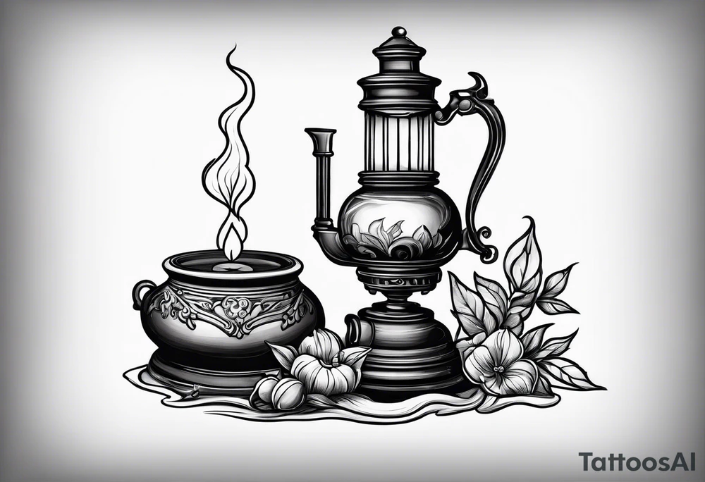 Extinguished oil lamp with smoke tattoo idea