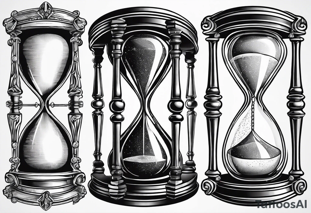 Vintage hourglass vector illustration, monochrome sketch. tattoo idea