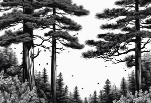 pine tree where leaves have fallen off only on one side tattoo idea