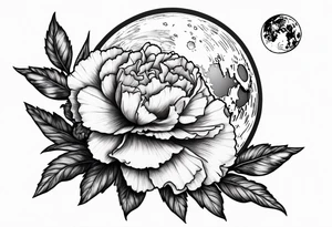 Carnation with moon behind it tattoo idea