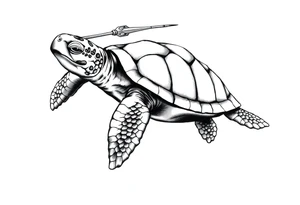 Turtle with a trident tattoo idea