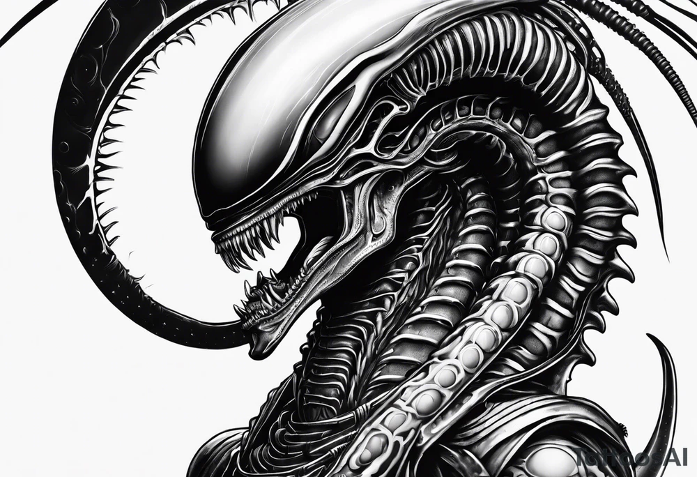 Xenomorph with ovomorph eggs tattoo idea