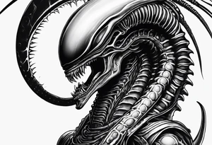 Xenomorph with ovomorph eggs tattoo idea