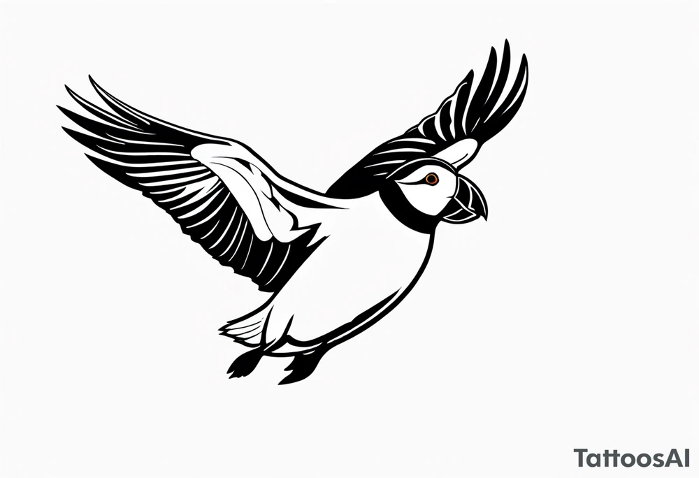 a flying puffin 
 - (mostly black coloured) forarm Tattoo tattoo idea