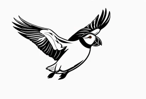 a flying puffin 
 - (mostly black coloured) forarm Tattoo tattoo idea
