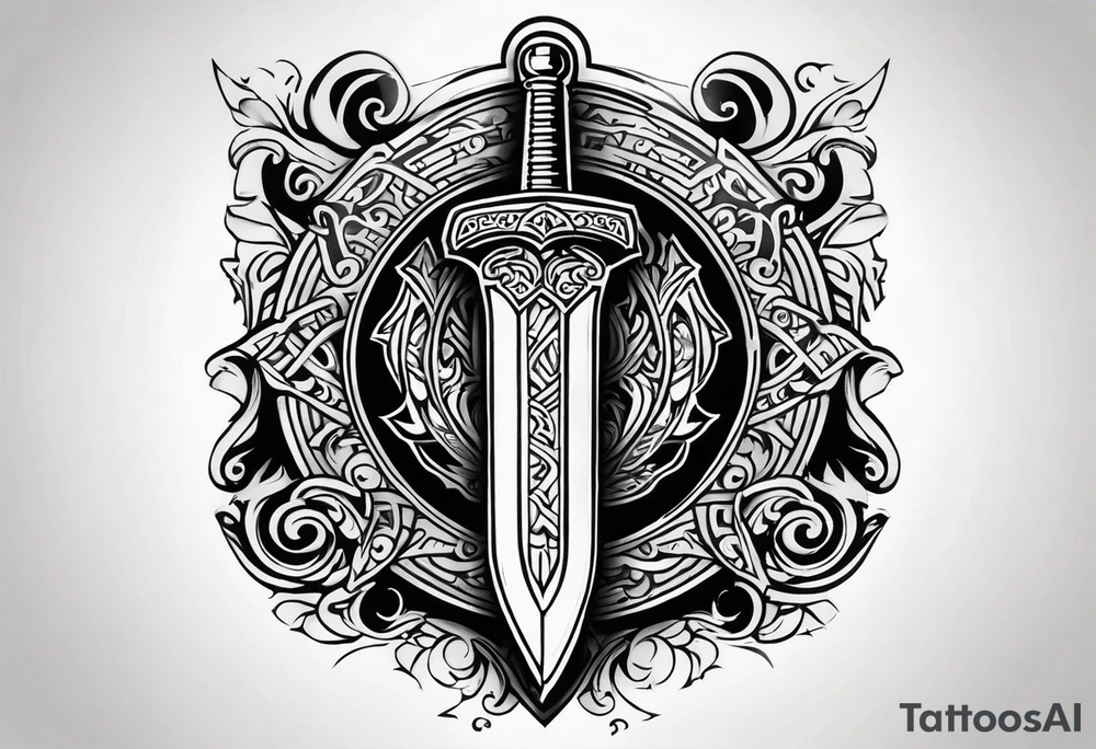 Valhalla 
Sword shield gods tattoo idea