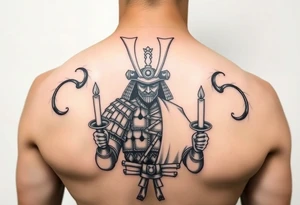 historical japan samura wirh candles tattoo idea