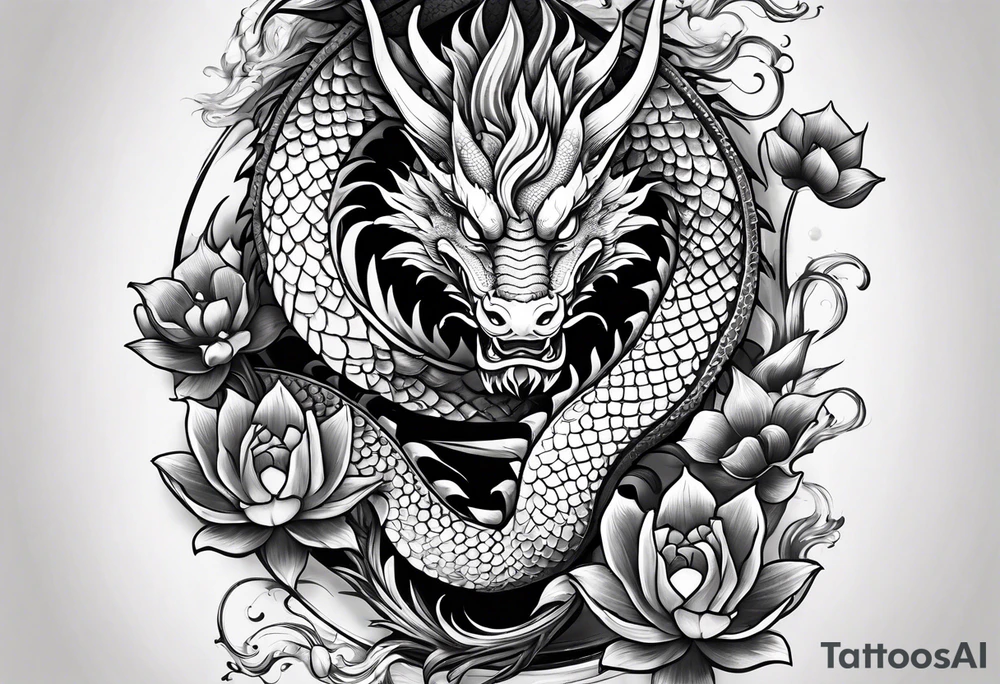 Dragon on forearm. Add Ying and Yang, Lotus flower, Moon and Chopsticks. tattoo idea