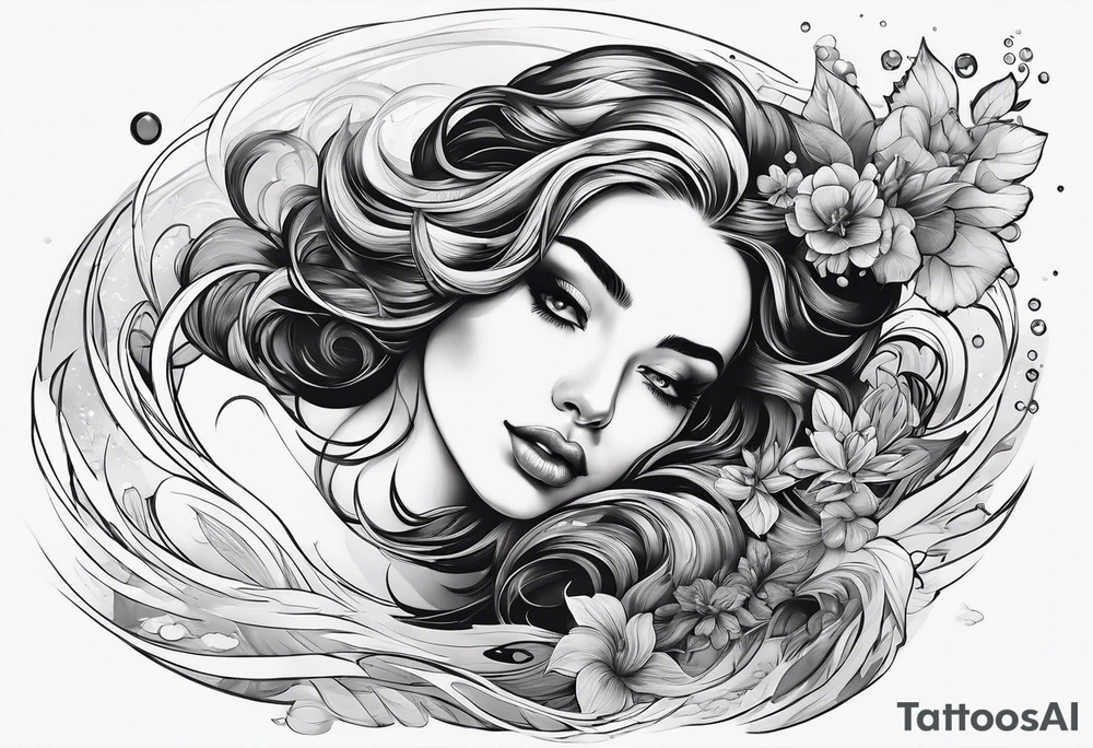 girl floating on still water from an aerial view tattoo idea