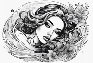 girl floating on still water from an aerial view tattoo idea