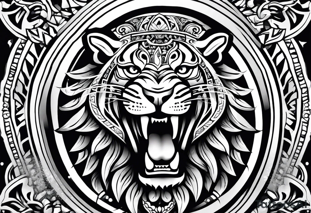 aztec jaguar sleeve tattoo idea