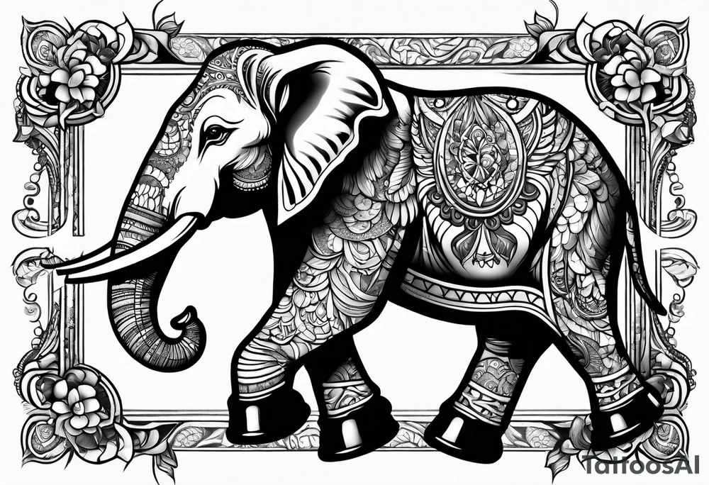 Elephant playing roller derby tattoo idea