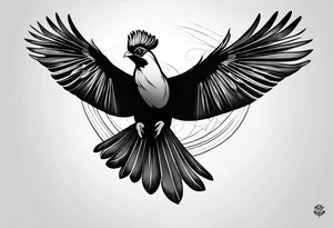 Turaco bird with wingspan from above tattoo idea