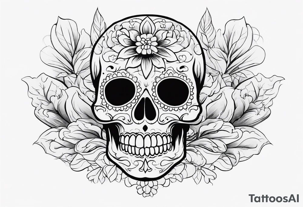 Day of dead skull with smoke around it tattoo idea