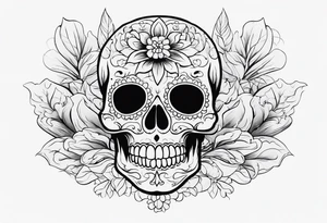 Day of dead skull with smoke around it tattoo idea