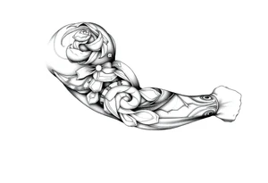 Full left arm sleeve about fatherhood tattoo idea