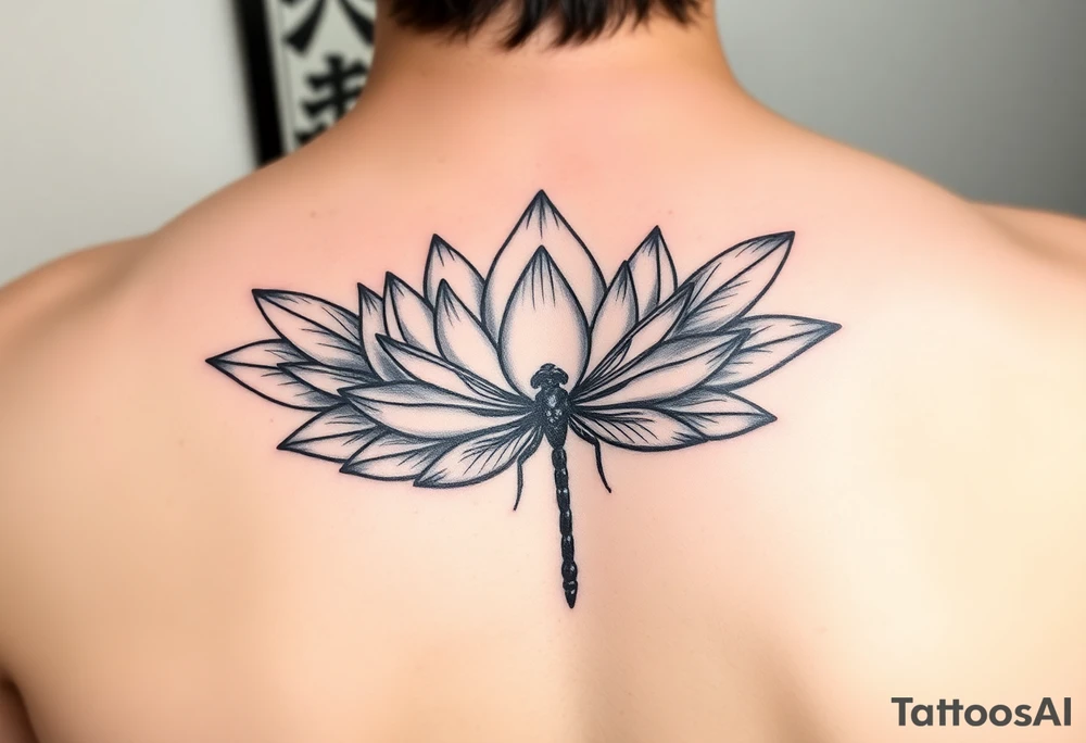 Lotus flower and dragonfly tattoo idea