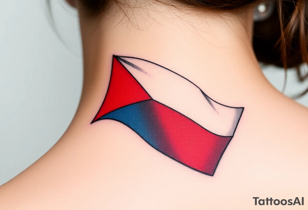 A waving Czech flag with realistic fabric texture tattoo idea