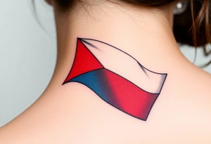 A waving Czech flag with realistic fabric texture tattoo idea