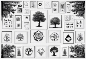 POV under a tree square framed minimalistic tattoo idea